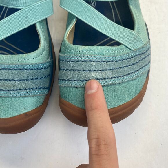 Keen Mary Jane Hiking Shoes Womens Size US6.5/37 Blue Green Walking Boho Hippie - Picture 7 of 16